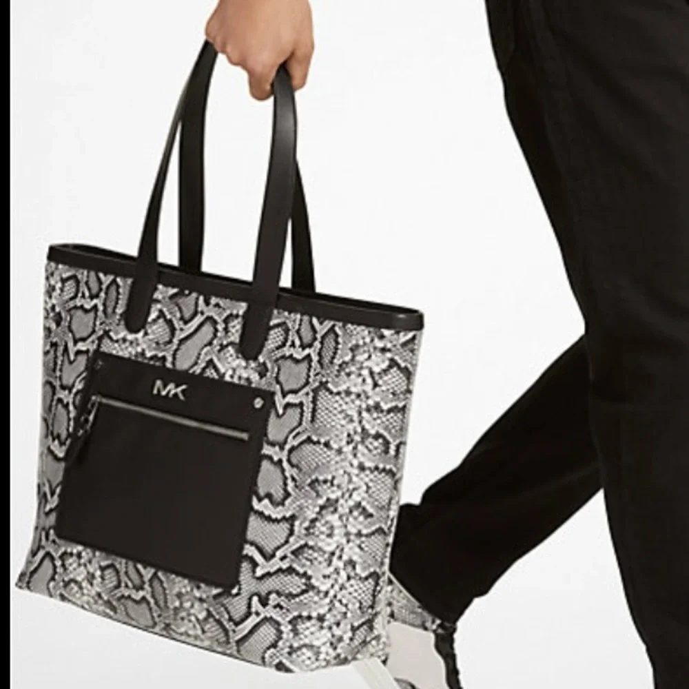 MICHAEL KORS EXCUSE LIMITED Varick Snake Embossed Leather Tote Bag